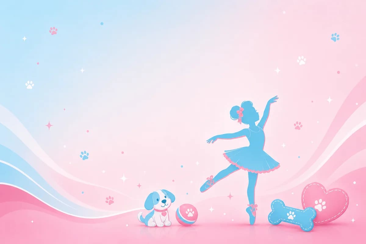 Preschool puppy play dance camp silhouette illustration