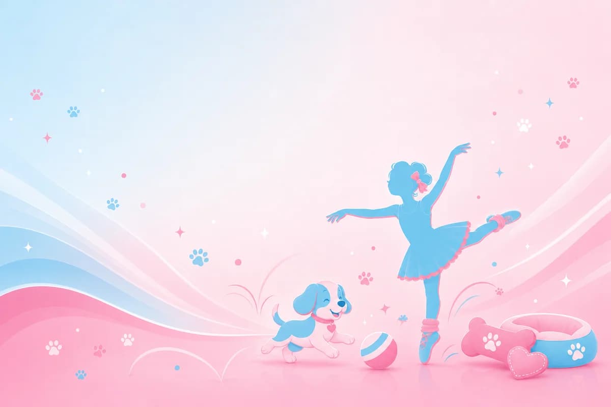 Kindergarten puppy play dance camp silhouette illustration