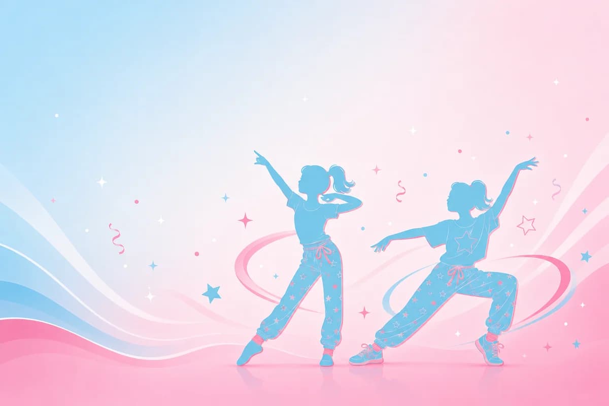 Third through fifth grade slumber party dance camp silhouette illustration